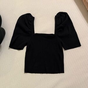 Black Puff Sleeve Top